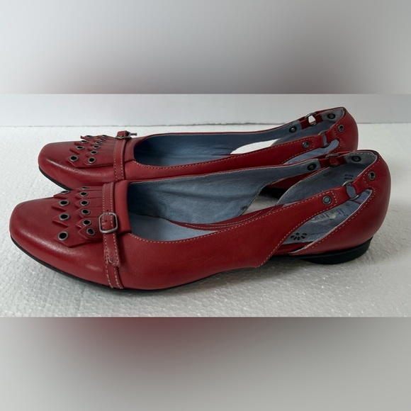 Clarks Shoes - Clarks Indigo Red Leather Flats Rhinestone Sole